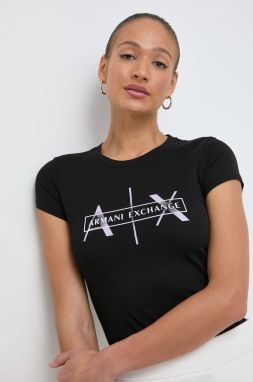 Bavlnené tričko Armani Exchange dámske, čierna farba, 3DYT46 YJ3RZ