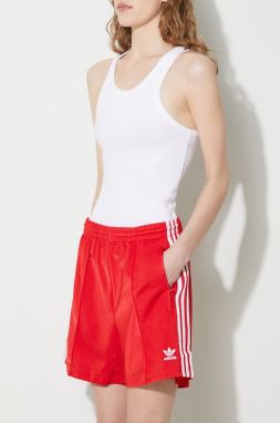 Šortky adidas Originals Firebird dámske, červená farba, s nášivkou, vysoký pás,  IP2957