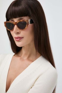 Slnečné okuliare Saint Laurent dámske, hnedá farba, SL M94