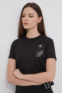 Bavlnené tričko Calvin Klein Jeans dámsky, čierna farba