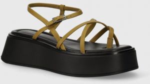 Kožené sandále Vagabond Shoemakers COURTNEY dámske, zelená farba, na platforme, 5334-701-33