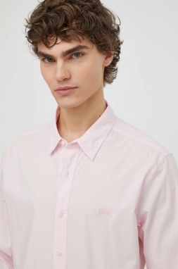 Košeľa Levi's pánska, ružová farba, slim, s klasickým golierom