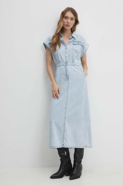 Rifľové šaty Answear Lab maxi, rovný strih