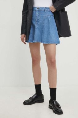 Rifľová sukňa Answear Lab mini, áčkový strih