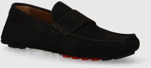 Nubukové mokasíny Tommy Hilfiger TH CLASSIC NUBUCK DRIVER čierna farba, FM0FM05001