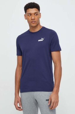 Bavlnené tričko Puma pánske, tmavomodrá farba, jednofarebné, 586668