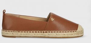 Kožené espadrilky Lauren Ralph Lauren Cameryn IV hnedá farba, 802905000000