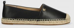 Kožené espadrilky Lauren Ralph Lauren Cameryn IV čierna farba, 802905000000