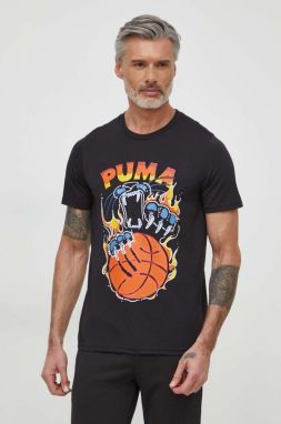 Tričko Puma pánsky, čierna farba, s potlačou, 624825