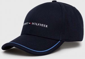 Bavlnená šiltovka Tommy Hilfiger tmavomodrá farba, s nášivkou