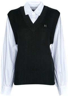 Svetre Karl Lagerfeld  KNIT VEST W/ POPLIN SHIRT