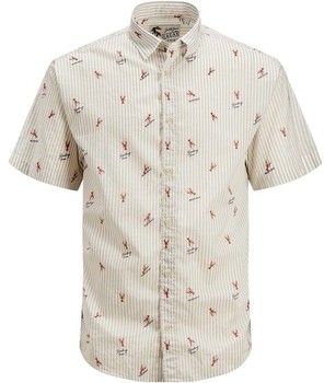 Košele s krátkym rukávom Jack & Jones  CAMISA MANGA CORTA BEIGE HOMBRE JACK   JONES 12207427