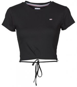 Blúzka Tommy Jeans  TJW CROP STRAP RIB FRONT KNOT SS