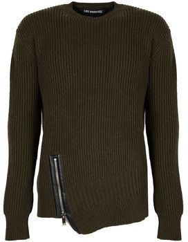 Svetre Les Hommes  LJK106-656U | Round Neck Sweater with Asymetric Zip