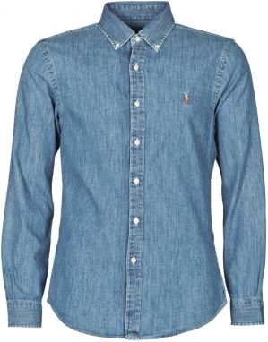 Košele s dlhým rukávom Polo Ralph Lauren  CHEMISE CINTREE SLIM FIT EN JEAN DENIM BOUTONNE LOGO PONY PLAYER