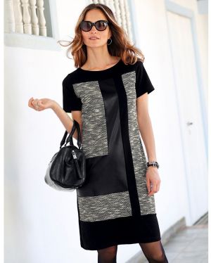Blancheporte Šaty s patchwork efektom čierna/sivá 38