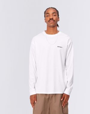 Carhartt WIP L/S Script Embroidery T-Shirt White / Black