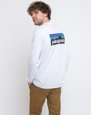 Patagonia M's L/S P-6 Logo Responsibili-Tee White