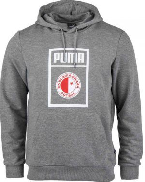 Puma SLAVIA PRAGUE GRAPHIC HOODY Pánska mikina, sivá, veľkosť