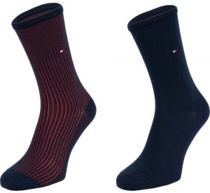 Tommy Hilfiger WOMEN SEASONAL TENCEL SOCK 2P RIB Dámske ponožky, tmavo modrá, veľkosť