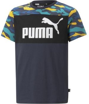 Puma ESS+CAMO TEE Chlapčenské tričko, tmavo modrá, veľkosť