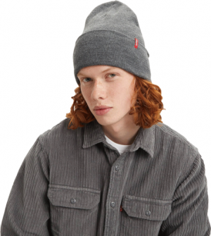 Levi's® SLOUCHY RED TAB BEANIE Pánska zimná čiapka, sivá, veľkosť