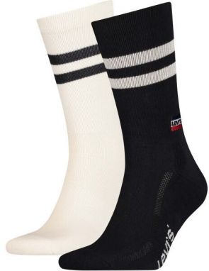Levi's® REG CUT RETRO SPORT STRIPES 2P Unisex ponožky, čierna, veľkosť