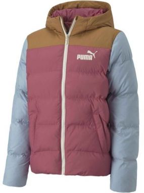 Puma COLOURBLOCK POLYBALL HOODED JACKET Detská zateplená bunda, ružová, veľkosť