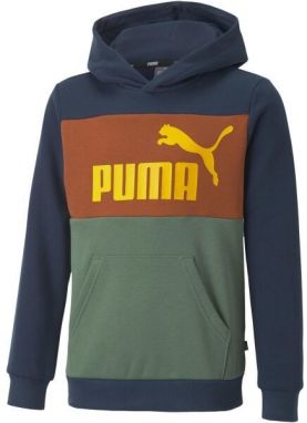 Puma ESS+COLORBLOCK HOODIE FL B Detská mikina, tmavo modrá, veľkosť