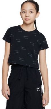 Nike NSW TEE CROP AIR AOP Dievčenské tričko, čierna, veľkosť