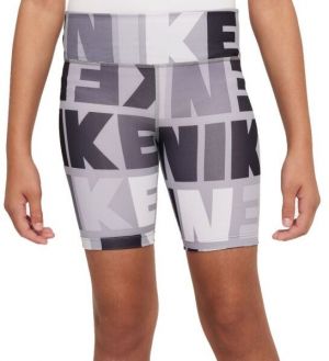 Nike DF ONE BKE SHRT LOGO PRNT Dievčenské elastické šortky, sivá, veľkosť