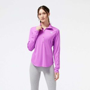 New Balance ACCELERATE HALF-ZIP Dámska mikina, fialová, veľkosť