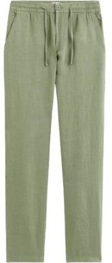 CELIO DOLINUS Pánske ľanové nohavice, khaki, veľkosť