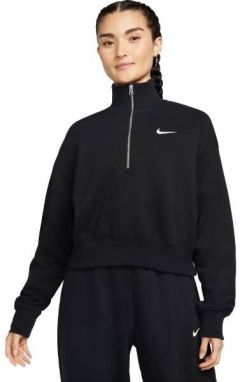 Nike NSW PHNX FLC QZ CROP Dámska mikina, čierna, veľkosť