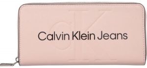 Calvin Klein SCULPTED MONO ZIP AROUND MONO Dámska peňaženka, lososová, veľkosť
