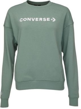 Converse WORDMARK FLEECE HOODIE EMB Dámska mikina, zelená, veľkosť