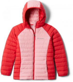 Columbia POWDER LITE GIRLS HOODED JACKET Detská bunda, lososová, veľkosť