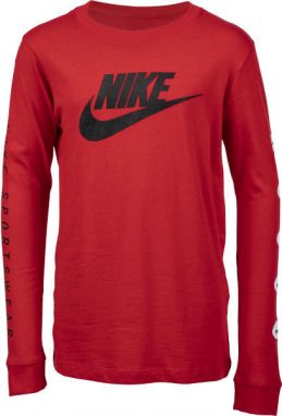 Nike NSW TEE LS FUTURA B Chlapčenské  tričko s dlhým rukávom, červená, veľkosť