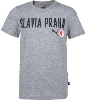 Puma Slavia Prague Graphic Tee Jr GRY Chlapčenské tričko, sivá, veľkosť