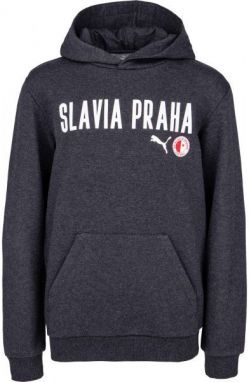 Puma Slavia Prague Graphic Hoody Jr DGRY Chlapčenská mikina, tmavo sivá, veľkosť
