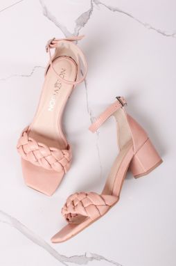 Ružové kožené sandále na hrubom podpätku Conrado galéria