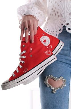 Červené plátené vysoké tenisky Chuck Taylor All Star Y2K Heart