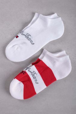 Červeno-biele členkové ponožky Sneaker Rugby - dvojbalenie