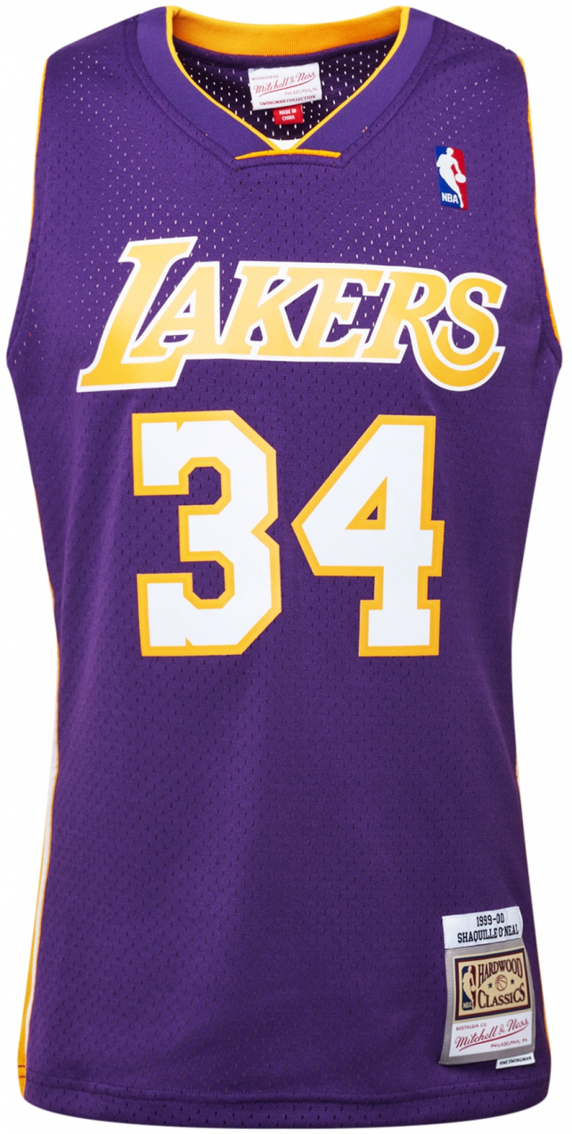 Mitchell & Ness Tričko 'LA LAKERS - NBA SWINGMAN'  žltá / tmavofialová / biela