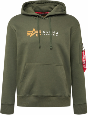 ALPHA INDUSTRIES Mikina  kaki / svetlooranžová / červená / biela