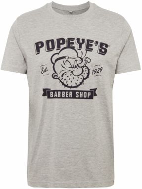 Merchcode Tričko 'Popeye Barber Shop'  sivá melírovaná / čierna