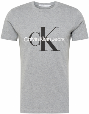 Calvin Klein Jeans Tričko  sivá melírovaná / čierna / biela