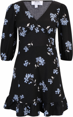 Dorothy Perkins Petite Šaty '(Ay) Petite Blue Floral V Neck Mini Dres'  svetlomodrá / čierna / biela