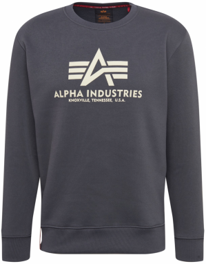 ALPHA INDUSTRIES Mikina 'Basic'  tmavosivá / biela