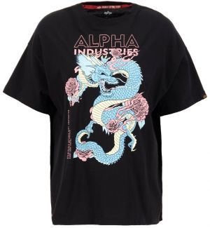 ALPHA INDUSTRIES Tričko 'Dragon'  svetlomodrá / ružová / čierna / biela